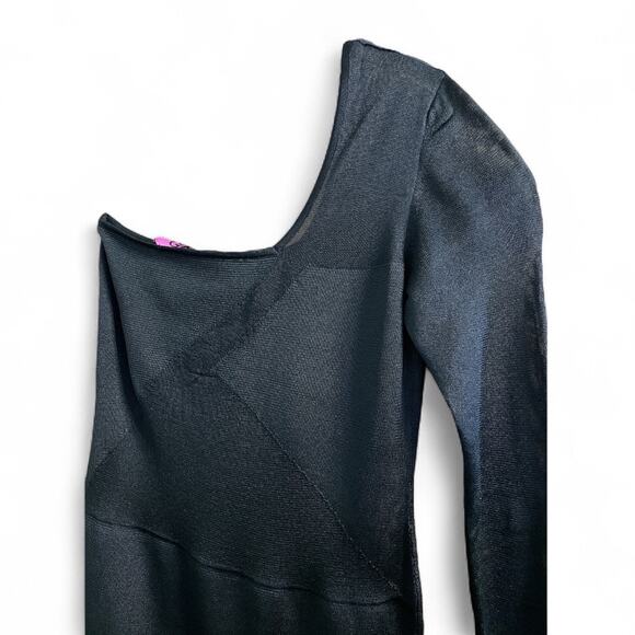 Gauge81 Black Mesh Sheer Cocktail One Shoulder Mini Dress size Medium - Picture 3 of 12